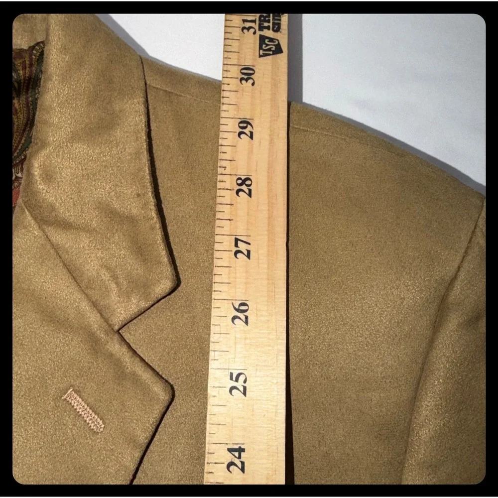 Lauren Ralph Lauren Blazer Mens 42S Tan Faux Suede Paisley Lining Sport Coat